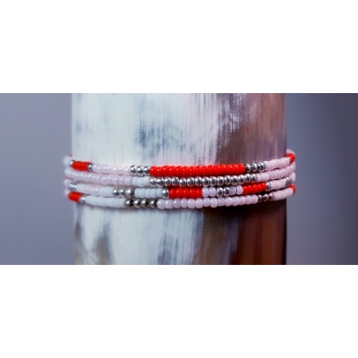 armbandje zilver met rood en roze armbandje zilver met rood en roze
